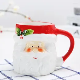 Mugs 400Ml Mug Cartoon Cute Kawaii Christmas 3D Ceramic Cup Milk Coffee Water