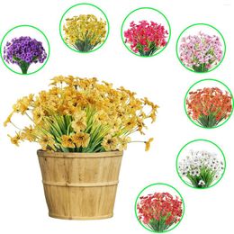 Decorative Flowers 6pcs Outdoor Artificial UV Resistant Fake Flower With Plastic Plants Faux Silk For Outside Front Porch