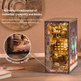 CUTEBEE DIY Book Nook Kit Miniature Doll House Home Touch Light Dust Cover Model Building Toys Gifts Magic Pharist