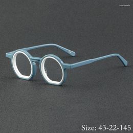 Sunglasses Frames 2024 Vintage Fashion Double Colors Acetate Matched Irregular Design Myopia Eyeglass Frame Hand Craft Women Men High