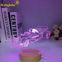 Lamps Shades 3d Illusion Lamp F1 Wooden Sports Car Nightlight for Child Bedroom Decor Colour Changing Atmosphere Event Prize Led Night Light Y2405207NTJ