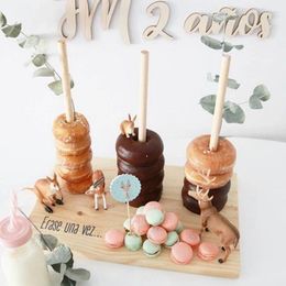 Party Decoration Wood Donuts Stand Holder Sweet Cart Donut Rustic Wedding Table Decor Doughnut Birthday Candy Bar Baby Shower