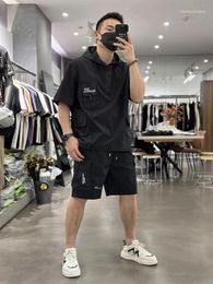 Gym Clothing Summer Hooded Short Sleeved Hoodie Set For Men's Workwear Shorts Two-piece Golf And Tennis Sport