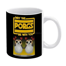 Mugs May The Porgs Be With You Fan Art T Shirt & Prints White Mug 11 Oz Funny Ceramic Coffee/Tea/Cocoa Unique Gift Star