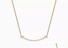 Pendant Necklaces Necklace Designer Luxury Women Stainless Steel Couple Fl Diamond Jewelry For Neck Sier Gold Rose Christmas G Dhknf5560533