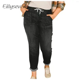 Jeans femminile signore a seguito di 2024 con le tasche jogger casual per donne pantaloni dritti pantalones