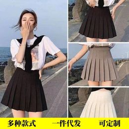 Skirts Summer 2024 Women Skirt Elastic Faldas Ladies Midi Pleated Black Sexy Stripe Girl Mini Short School