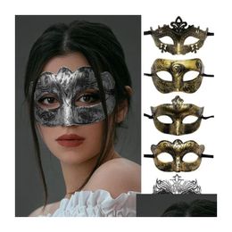 Party Masks Mardi Gras Masquerade Mask Plastic Carnival Prom Venetian Half Retro Christmas Costume Fancy Dress Supplies 0911 Jj Drop D Dhijq