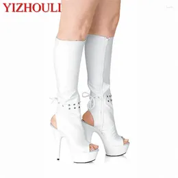 Dance Shoes 15cm High Heel Women's Korean Version Hollow Out Fish Mouth Sandals Thin Boots