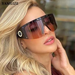 Sunglasses YAMEIZE Oversized Women Men Vintage Rivet Sun Glasses Steampunk Glass Flat Top Sport Driving Goggles Gafas 259W