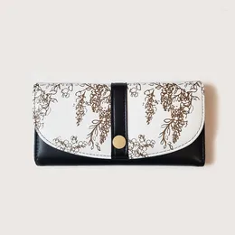 Wallets Ins Style Elegant Vintage Long Wallet Women Fashion Cards Holder Mobile Phone Moneyclip PU Clutch Bag Coin Purse Female Handbag