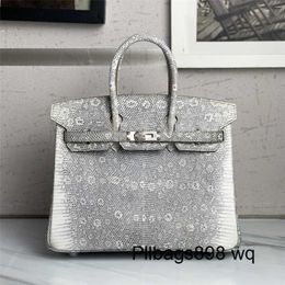 Platinum Lizard Leather Handbag 7A Kliys Himalayan Bag Lizard Skin Original Flower Snowflake 25 Bag Pure High end