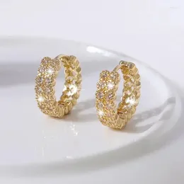 Hoop Earrings Exquisite Gold Color Women With Cubic Zirconia Bling Girls Ear Accessories Wedding Party Trendy Jewelry