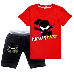 Clothing Sets NINJA KIDZ Kids T-Shirt Shorts Pyjamas Baby Boys Girls Sleepwear Suit Summer Cotton Tops Black Breeches Leisure