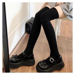 Women Socks Stockings Winter Solid Colour Thigh High Medias Over The Knee Cute Lolita Woman Thick Warm Long Leg