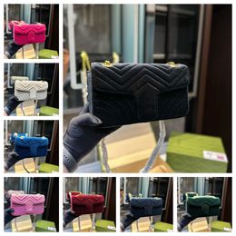 Luxury Women Designers Bags Classic Flip Velvet Marmont Quilted Shoulder handBag Gold Chain Crossbody handBags Genuine Leather Messenger Bag Purse