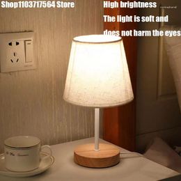 Table Lamps Residential Solid Wood Fabric Nordic Decorative Lamp Bedroom Bedside Simple Creative Remote Control Night Light Festi