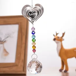 Decorative Figurines 3D Steampunk Metal Love Heart Colourful Window Hanging Chakra Chandelier Prisms Suncatcher Handcrafted Crystal Ball