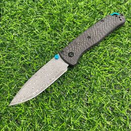 Carbon Fibre 535 Butterfly Damascus High Hardness Outdoor Camping Portable Multifunctional Folding Knife 6Ca9