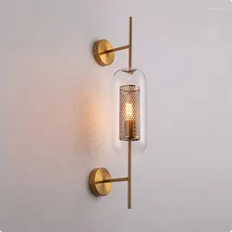 Wall Lamp Nordic Glass Lamps Modern Living Room Bedroom Bedside Aisle Sconce Indoor Decorative Metal Luminaire