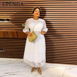 Ethnic Clothing 2024 African Mesh Dress For Women Elegant Wedding Evening Party Dresses Summer Luxury Nigerian High Waist Plus Size