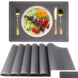 Mats & Pads Placemat Pu Leather Dining Table Waterproof Washable Placemats Stain Heat Resistant For Home Kitchen Drop Delivery Garden Dhmva