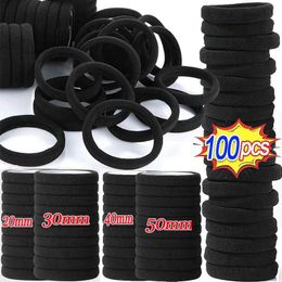 Hair Accessories 10-100 pieces of simple high elastic rubber strap womens black hair rope head with screws 2-5cm basic ponytail braid d240520