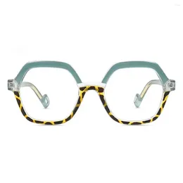 Sunglasses Frames Geometric Full-rim Eyeglasses Leoptique 82072 Green And Leopard