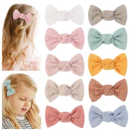 Baby Girls Bow Hair Clips Barrettes Children Soft Cloth Hairpins Princess Infant Bowknot Hair Accessories Solid Color