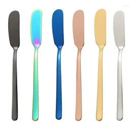 Knives 6pcs 304 Stainless Steel Butter Knife Cheese Dessert Jam Spreaders Cream Colourful Knifes Western Cutlery Breakfast Tool