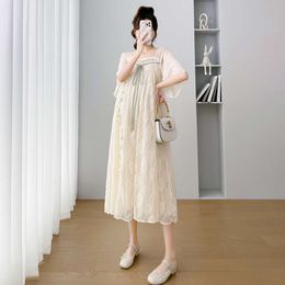 short Korean Style Maternity Dress Sleeve Pregnant Woman clothing Loose vestidos de fotografia pregnancy photoshoot dress L
