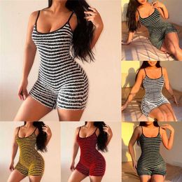 Sexy Suspender Jumpsuits For Women Chest Sling Stripe Waist Slim Spice Girl Hip Lifting Jumpsuit Shorts Pants Clubwear Bodycon Amp Rompers Bodysuit