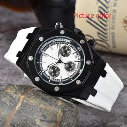 Aude Wrist Watches for Men 2024 Mens Watches Six needles All Dial Work Quartz Watch High Quality Top Luxury Brand Chronograph Clock Rubber Belt Fashion Royal