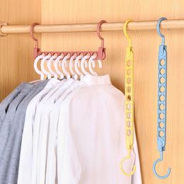 Hangers 9 In1 Hole Clothes Hanger Multi-Function Folding Rotating Magic Space Plastic Storage Closet Organization