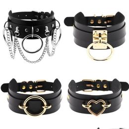 Chokers Y Punk Choker Collar Leather Necklace Women Bondage Cosplay Goth Jewellery Gothic Harajuku Accessories2735 Drop Delivery Necklac Dhxtz