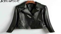 AYUNSUE Sheepskin Genuine Leather Jacket Women Clothes Black Motorcycle Short Coats Woman Spring Outwear Jaqueta Couro Feminina J25177446