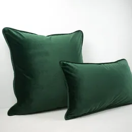 Pillow High Quality Green Black Piping Design Velvet Cover Case Dark No Balling-up Without Stuffing