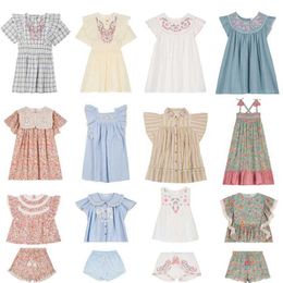 Girl's Dresses LM Brand New Summer Girls Dress Cute Embroidered High Quality Princess Dress Baby Fashion Clothing d240520