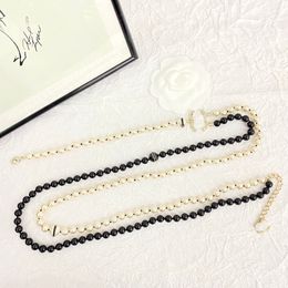 High Quality Designer Luxury Small CH Style Hot New Black And White Hepburn Pearl Necklace AAA Classic Quality Vintage Atmospheric Necklace Dress Chain C27