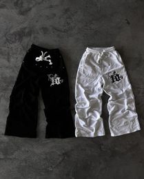 Y2k Gothic Joggpants Männer Retro Harajuku Stickerei Grafik Baggy Hosen High Street Punk Casual Drawess Weitbein Hosen 240508