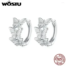 Hoop Earrings WOSTU Multi Butterfly For Women 925 Sterling Silver Wedding Drop Girl Party Jewelry Gift CTE908