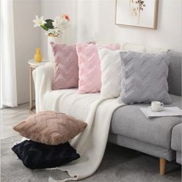 Pillow White Pink Grey Khaki Faux Fur Cover Zigzag Wave Bedroom Sofa Decoration Cases 45x45cm