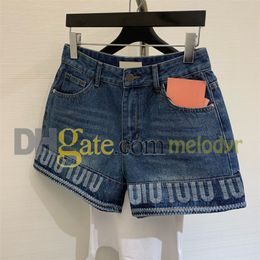 Brand Short Jeans Letter Print Blue Denim Shorts Women Summer Low Waist Slim Shorts Casual Jean Pants Shorts