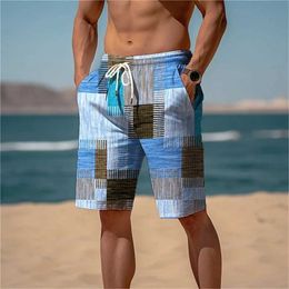 Men's Shorts 2024 Summer Hawaiian Beach Holiday Leisure Colourful Plain Athletic Wear Quick Dry Ice Swimsuit Q0520