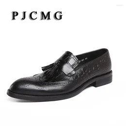 Casual Shoes PJCMG Brand Fashion Men Cowhide Genuine Leather Commercial Wedding Business Breathable Men's Dress Oxfords