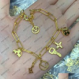 Charm Bracelets Luxury Clover Bracelet Flower Luxe Womens Jewellery Designers Nail Bangle Tennis Titanium Steel Rose Gold Plated Diamond Otiym