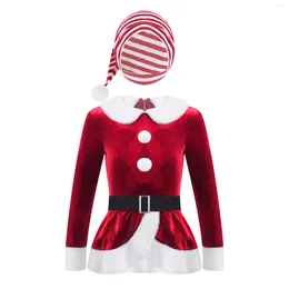 Clothing Sets Elf Kids Warm Christmas Costume Santa Claus Clothes For Girls Year Children Fancy Dress Party Tops Hat Belt Set