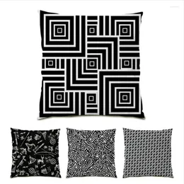 Pillow Creative Decoration Home Decor Polyester Linen Sofa Decorative Cases Velvet Living Room Black And White E0008
