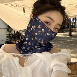 Cycling Caps Outdoor Thin Veil Face Summer Neck Cover Sunscreen Mask Protection Comfortable Floral Scarf Shawl