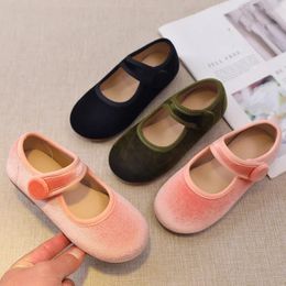 2024 Autumn Children Princess Shoes Girls Ballet Flats Fashion Concise Style velvet Shallow Elegant All-match Kids Flats 240518